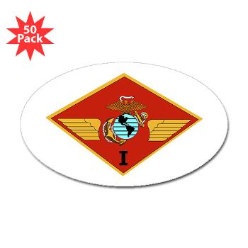 1MAW - M01 - 01 - 1st Marine Aircraft Wing with Text - Sticker (Oval 50 pk)